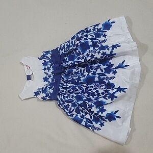 Nanette kids fluffy girl white/cobalt blue floral party dress 3 T